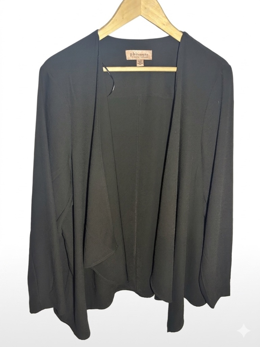 Philosophy Black Open Drape Front Blazer